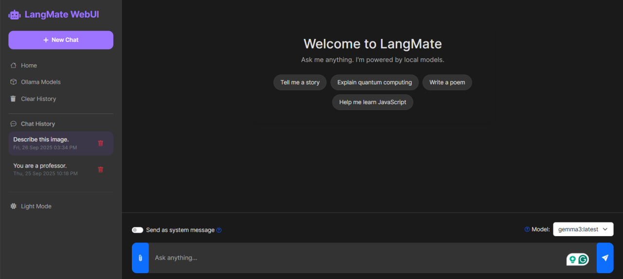 LangMate Blazor Chat UI - Chat user interface
