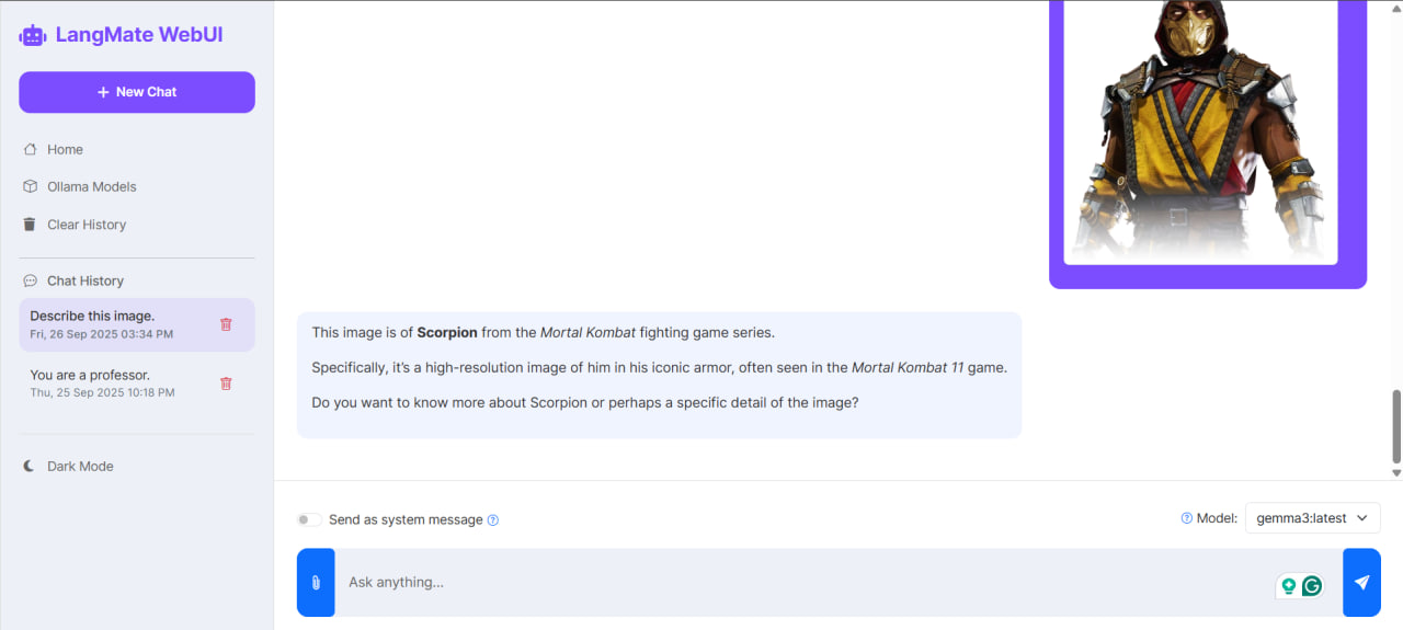 LangMate Blazor Chat UI - Sample chat